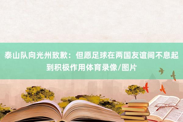 泰山队向光州致歉：但愿足球在两国友谊间不息起到积极作用体育录像/图片