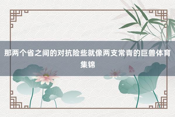 那两个省之间的对抗险些就像两支常青的巨兽体育集锦