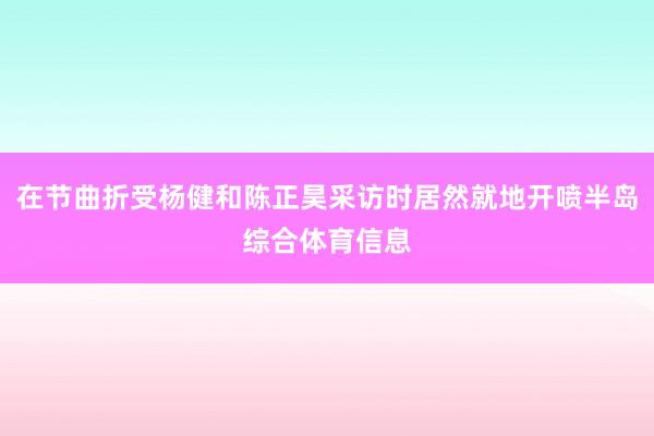 在节曲折受杨健和陈正昊采访时居然就地开喷半岛综合体育信息